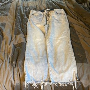 KanCan High Rise Button Fly Cropped Jean